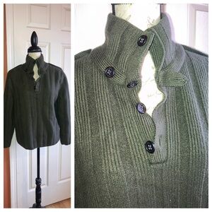 Banana Republic Merino Wool Mockneck Sweater Deep Army Green Men’s Unisex Large